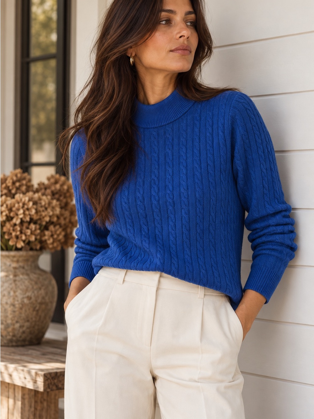 Iyla Royal Blue Mock Neck Sweater Size Medium